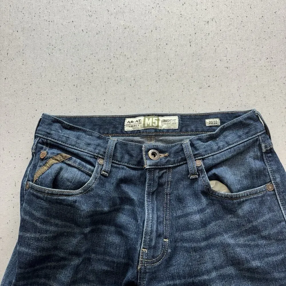 Ariat M5 Legacy Jeans Mens 30x32 Straight Fit Straight Leg Denim Blue Durham